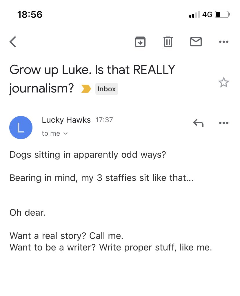ByLukeMatthews's tweet photo. Angry email                   Me https://t.co/aZx8KrjnOj
