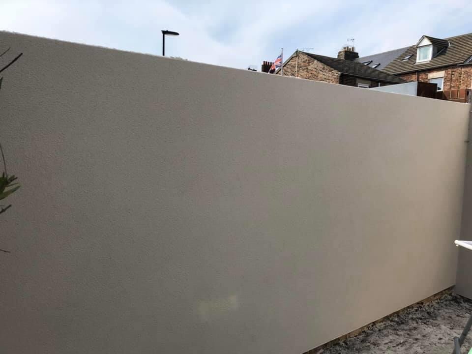 BayContracts's tweet photo. Huge transformation on these garden walls, tons of preparation work with mesh for added strength, finished in parex bright white through coloured render #BayViewContracts #Rendering #Parex #NorthEastPlasterers https://t.co/cNTpJfG9Bt