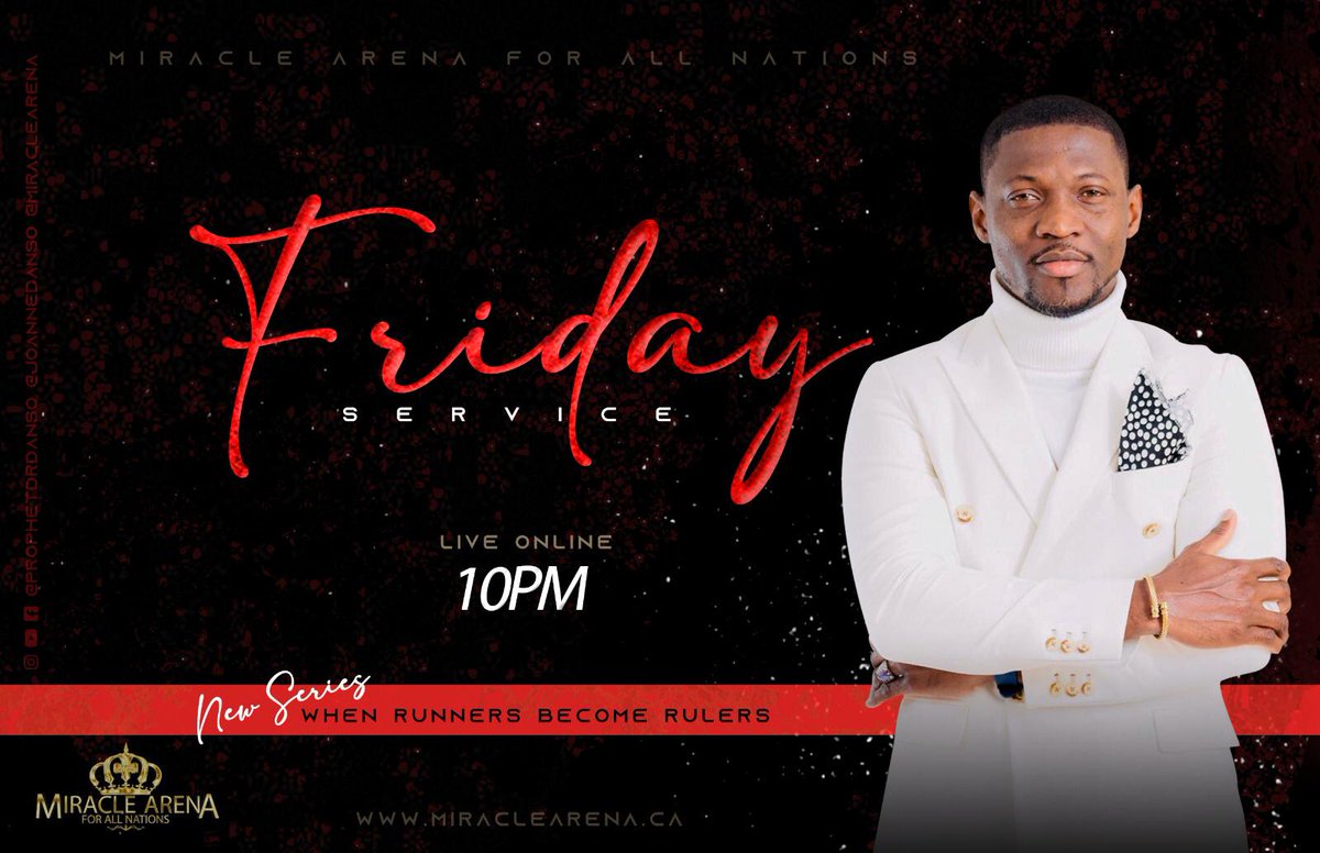 ProphetDrDanso's tweet photo. Join us tonight for our Friday All Night Service at 10pm EST!
Connect with us on Facebook and Periscope @prophetdrdanso and YouTube at Prophet Kofi Danso - Miracle Arena Canada
#FridayAllNight #MAFAN #PKD #Toronto #Prayer #Miracles #Signs #Wonders https://t.co/VNfeVhAxix