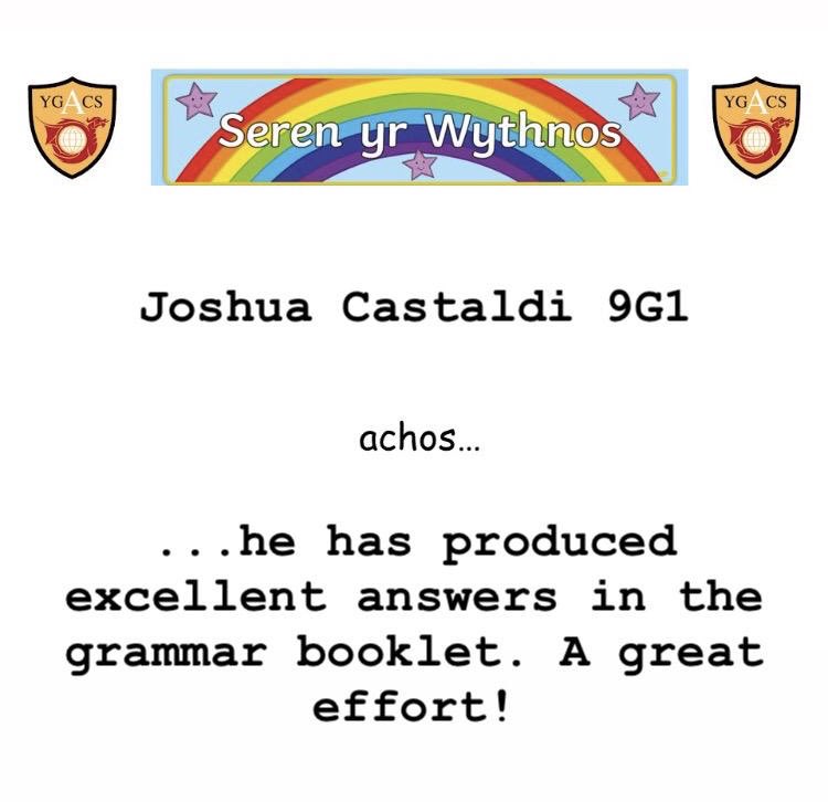 cymraeg_acs's tweet photo. ડꫀ𝕣ꫀꪀ ꪗ𝕣 ᭙ꪗ𝕥ꫝꪀꪮડ 🌟
⠀
The nominations for this week are as follows;
⠀
- Mr Lloyd - Conrad Gregory 8O1
- Mrs Hendy - Joshua Castaldi 9G1
- Miss Dummett - Ellis Moreton 9G3
- Miss Frederick- Summer England 7G2
⠀
Da iawn bawb 👏🏻 Keep up the good work 💪🏻 https://t.co/2HV0yfOYuh