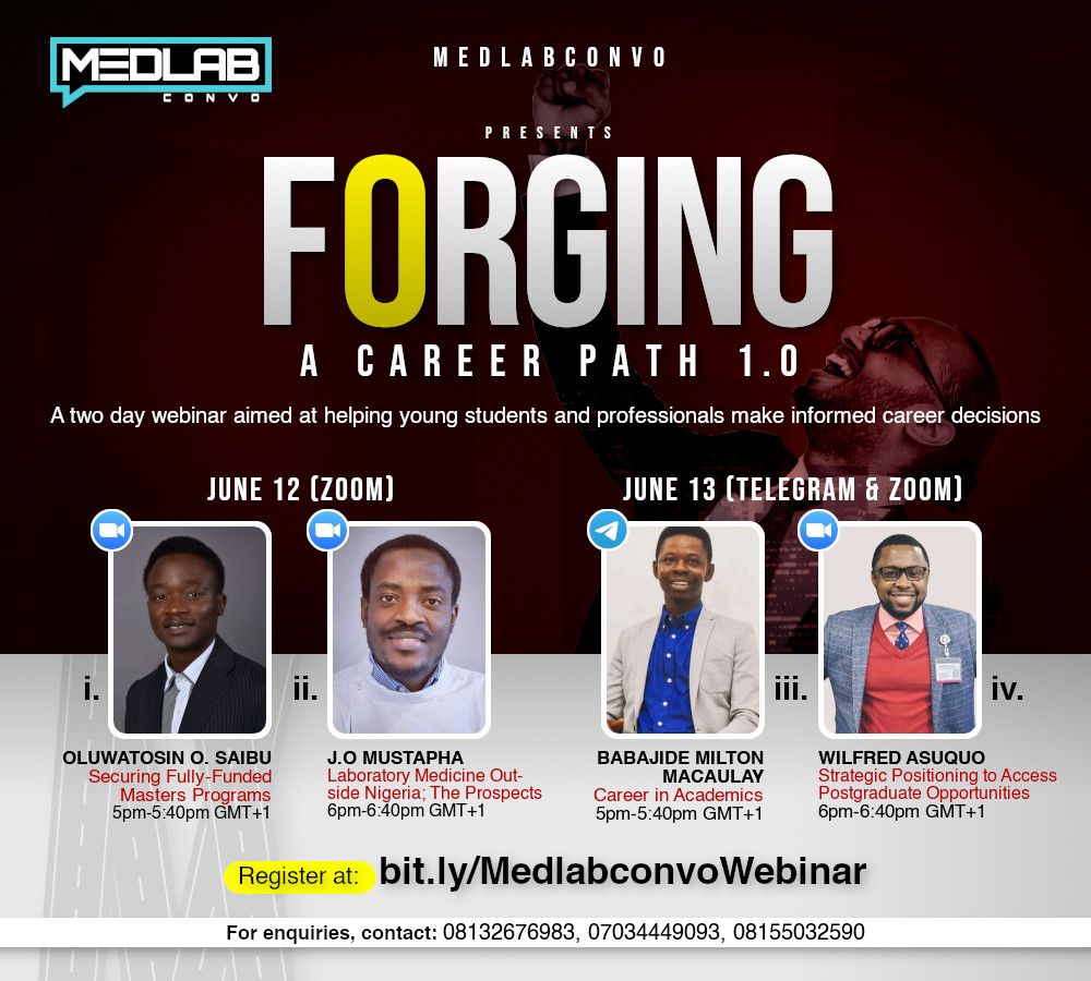 emmanuelebesunu's tweet photo. Day 1 of Forging a Career Path Webinar completed. It was a very insightful and educative experience! The communication was perfect, timing was accurate and presentation was wonderful.
Thank you very much @ConvoMed
#medlabconvowebinar #forgingacareerpath #letstalkmedlab https://t.co/czexqIAwqD