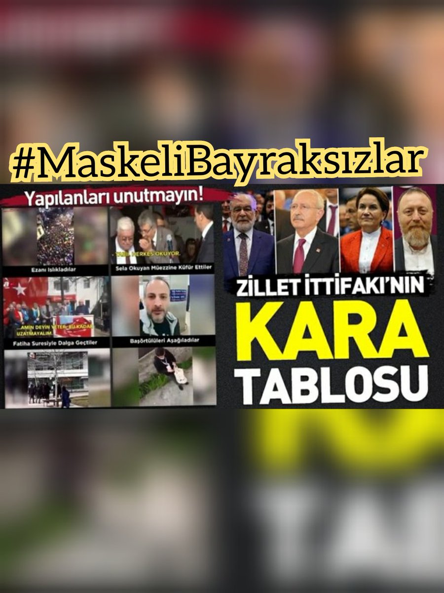 #MaskeliBayraksızlar Yolsuzluk bunlarda. Din düşmanlığı bunlarda. Halka tepeden bakan halkçılık da bunlarda. İstemezükçü mızmızcılık da bunların genetik kodlarına işlenmiş. @dursun66 @nihatcad @AyselTengirsek @karizma7583 @Guenes03_RTE @_gullerevurgun3 @springdaisy30