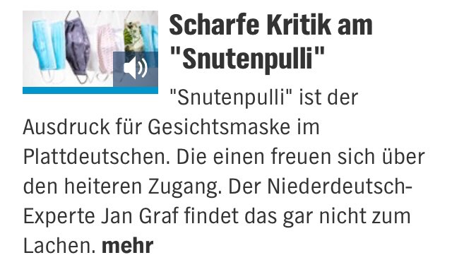 EIL: "Snutenpulli" zum plattdeutschen Unwort des Jahres 2020 gewählt!