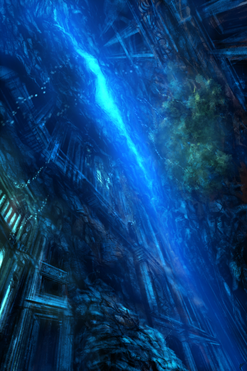 Nemoj 海中遺跡 風景 オリジナル ファンタジー 背景 建物 Procreate 遺跡 海 T Co H9rbls4we8