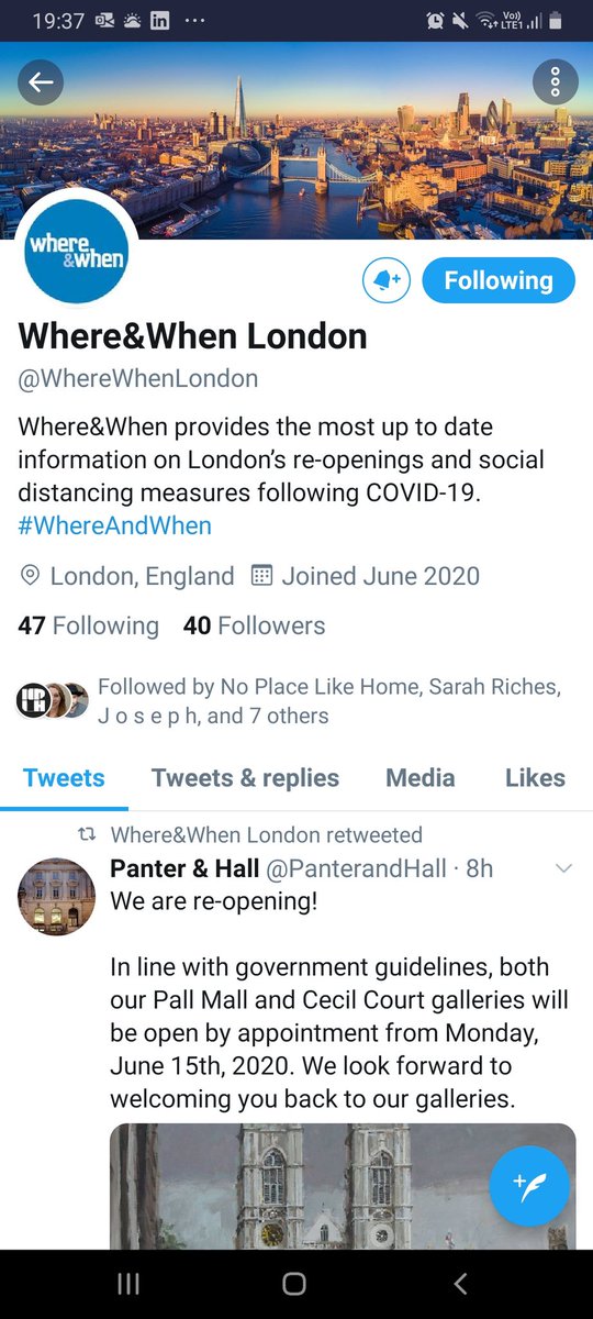 Jackie8's tweet photo. So proud of the #ThinkTravel team for creating this brilliant new initiative @WhereWhenLondon to ensure #london comes back strong. To find out what's open and when, please follow &amp; help us help this beautiful city get back on its feet #ilovelondon #wheremagazine #hope #grateful https://t.co/0lAP6Qc1aF
