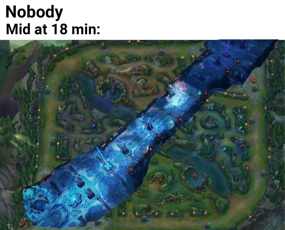 More_Legends's tweet photo. Why do we need other lines when you can just constantly fight 5 vs 5? Although toplein usually has its own atmosphere.

#fun #leagueoflegends https://t.co/u8GPJ6FPmy