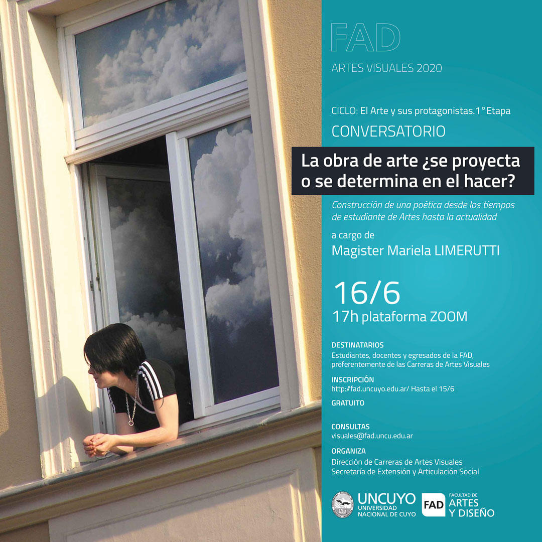 🔶Cliclo "El Arte y sus protagonistas"
⁣
1° etapa: ⁣
⁣
🔎La obra de arte ¿se proyecta o se determina en el hacer?: Conversatorio virtual con Mariela Limerutti .

👉Es gratuito y está destinado docentes, egresados y estudiantes de la FAD.⁣
⁣
tinly.co/b2nT6