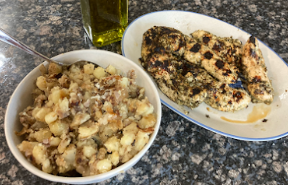 aberryfinn's tweet image. Culinary II served their final meal- Happy to share some of them.  Chris Evan's Lemon Chicken, Italian Seasoned Potatoes and 'Slutty' Brownies #LHSCulinary