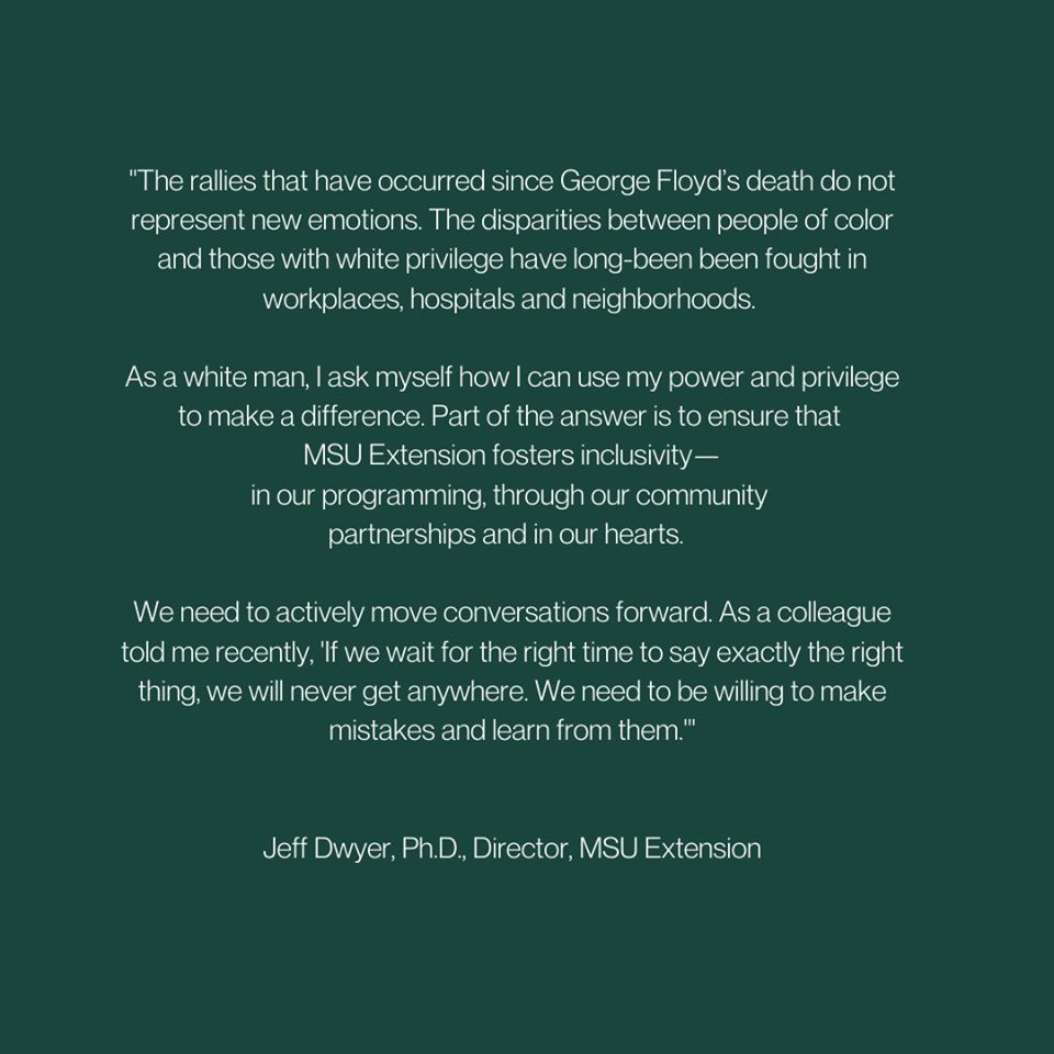 A message from Jeff Dwyer, director of MSU Extension.