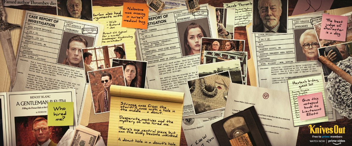 getFANDOM's tweet image. No suspects have been eliminated... help Benoit Blanc crack the case 🔎 #KnivesOut is now streaming on Prime Video

(🤝 @PrimeVideo)
