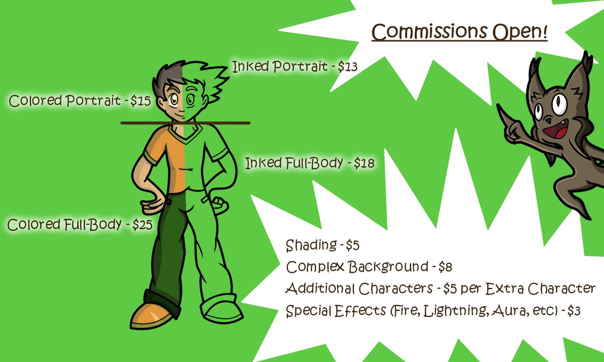 TheLynxDev's tweet photo. COMMISSIONS ARE OPENED!

Prices and everything below! Shoot me a message if you're interested. 🎉😃🎉

#commissionsopen #commissions #commissioninfo https://t.co/MQJnOefmJo