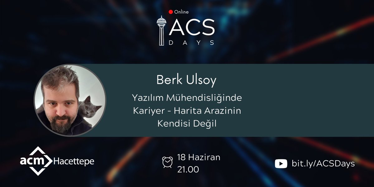 📢 🥁 Architect &amp; Lead olarak Big Industries N.V / De Cronos Groep'te çalışan Berk Ulsoy (@_anjinsan) "Yazılım Mühendisliğinde Kariyer - Harita Arazinin Kendisi Değil" sunumuyla 18 Haziran 21.00'da ACSDays Online'da bizimle olacak.

Kayıt -> bit.ly/2Yt0JOD

<a href="/KommunityTR/">Kommunity Türkiye</a>