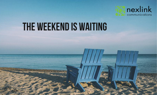 NexlinkComm's tweet photo. Time to unplug. Enjoy the weekend all. 
#nexlink #nexlinkcommunications #nexlinkcomm  #remotework #telework #wevegotthesolution #sellwithprogram #nexlinkdelivers https://t.co/I3w4OXSEd1