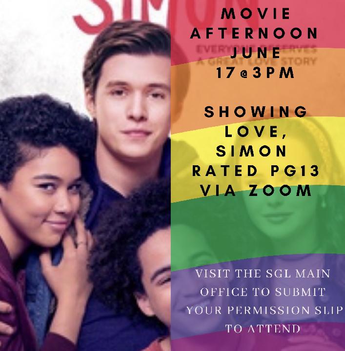 SGL378's tweet photo. Pride Month Movie Afternoon, June 17th.
Visit the Virtual Main Office to submit your permission slip to attend. 🌈 https://t.co/ZWiCVGXMsS