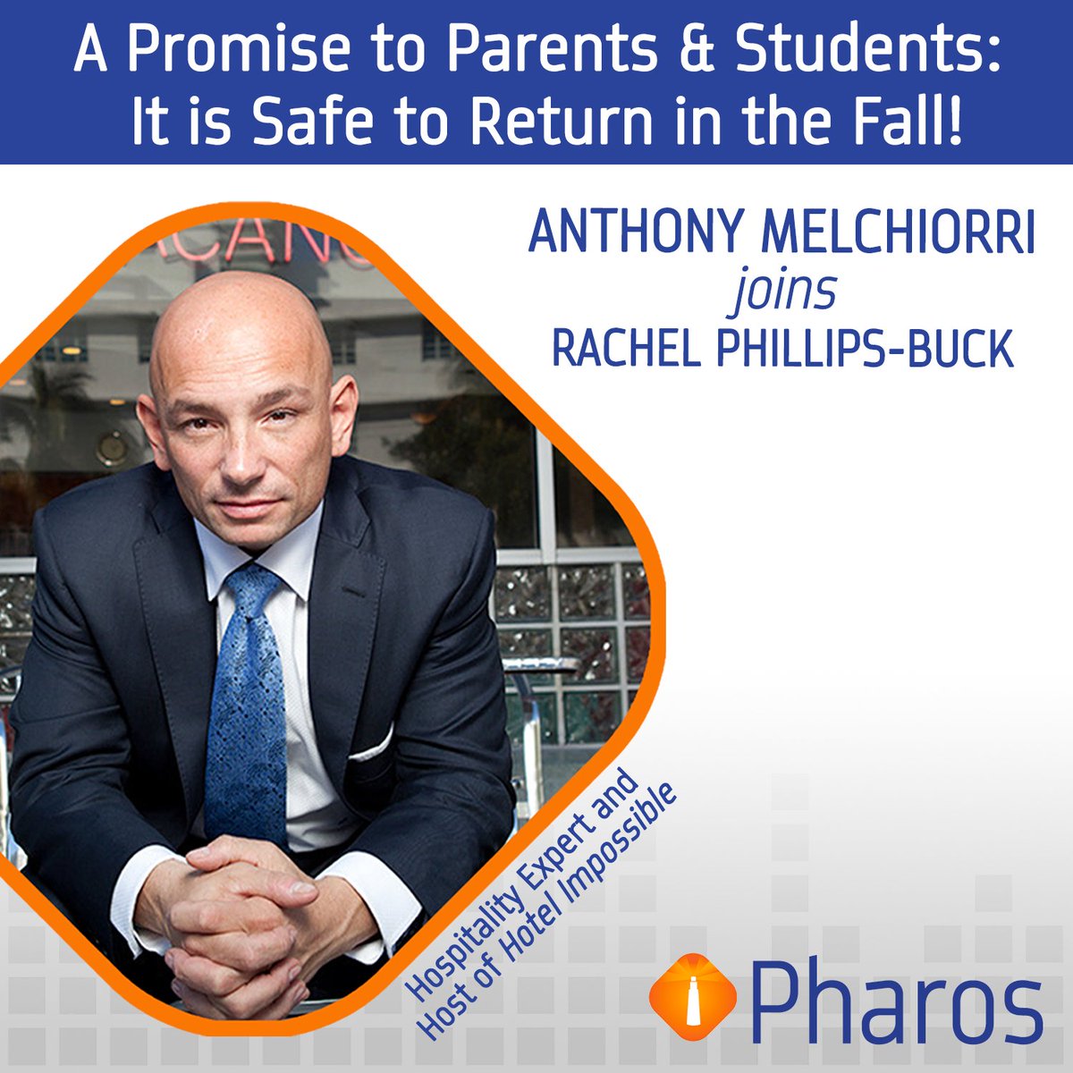 PharosResources's tweet photo. Hotel Impossible host and hospitality expert, Anthony Melchiorri, will be sharing his insight and recommendations on how to keep college campuses clean and safe for a fall re-open. Please join us!
June 16th at 2 pm CDT
Register to attend: https://t.co/8t1I9uyAXi https://t.co/5E5qq5Ny0P