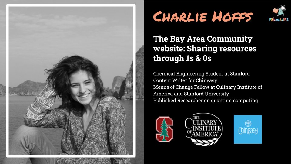 PyjamaTalks's tweet image. Tonight&apos;s #PJTalk will feature @Charlie_Hoffs talking about connecting residents in the bay area with resources during the #COVID crisis. Charlie is a student @StanfordEng, and we&apos;ll be on at 6pm as usual on FB (link in bio).