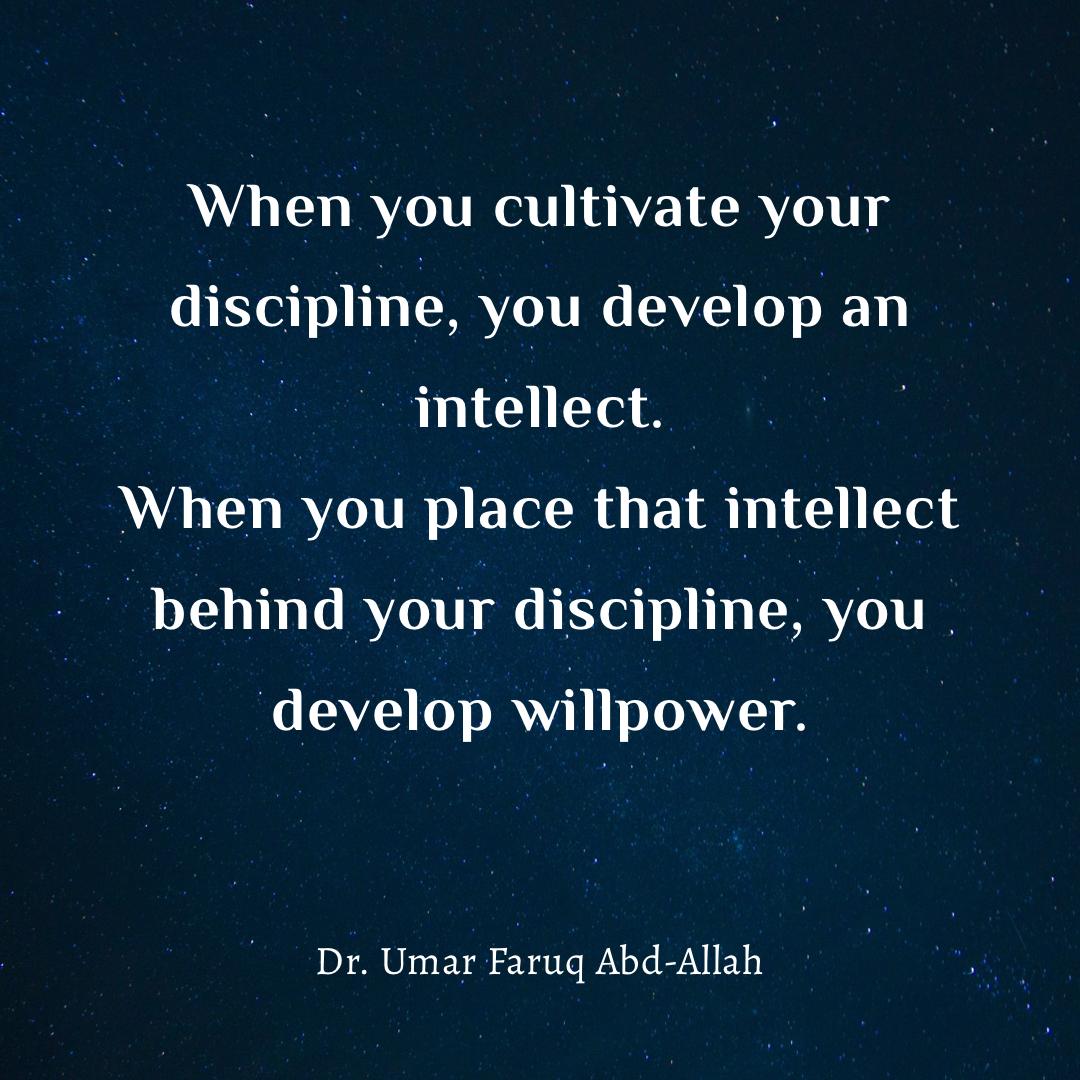 When you cultivate your discipline, you develop an intellect. When you place that intellect behind your discipline, you develop willpower.