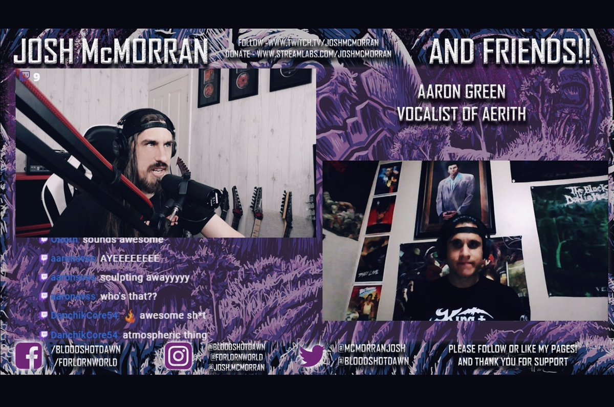 LIVE CHAT FOR #Metalheads on #twitch STREAMING RIGHT NOW! With Aaron Green of #Aerith 🤘 m.twitch.tv/joshmcmorran/p…
#MetalMusic #metalhead #metalaf #metal #melodicdeathmetal   #heavymetalmusic #Livestream #twitchstream #twitchstreamer #Deathmetal #ALTERNATIVEMUSIC