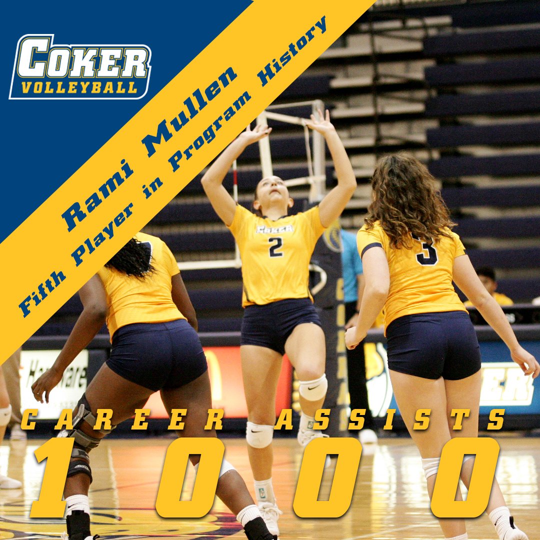 On this day nine months ago, <a href="/ramimullen/">Rami Mullen</a> became the fifth player in <a href="/CU_CobrasVB/">Coker_Volleyball</a> program history to record 1,000 career assists! #CokerVB #GoCobras #CokerPride