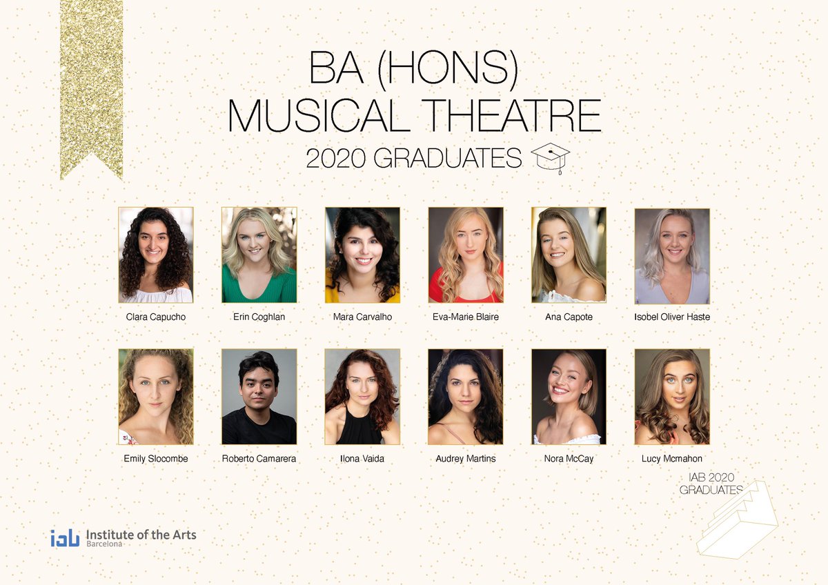 Congratulations to the <a href="/IABarcelona/">Institute of the Arts Barcelona</a> graduating class of 2020. Special shout out to the 12 incredible artists who have completed their BA (Hons) in Musical Theatre. Enjoy your celebrations and see you all in November! 🎉👏🏻