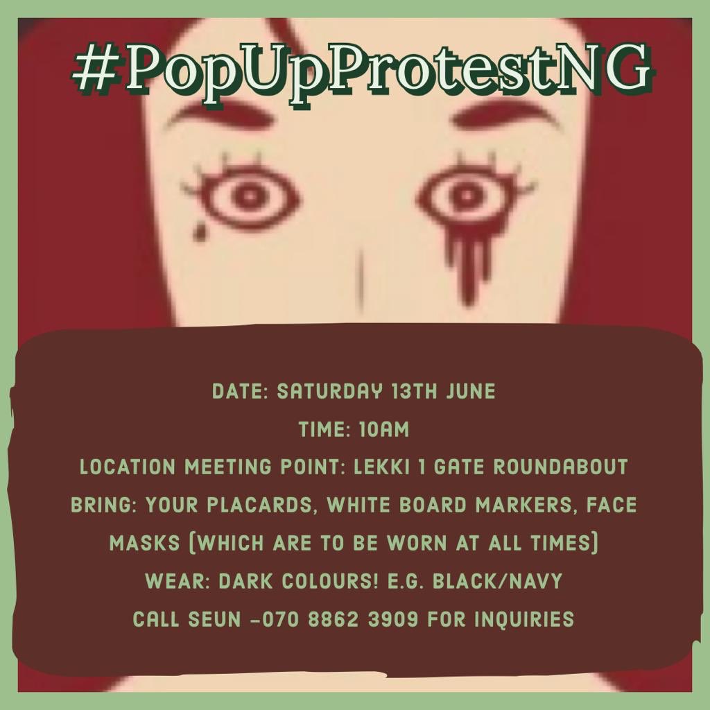 Stanleyndu__'s tweet photo. Hey people join us tomorrow in our march to create more awareness on the streets to “End Rape Culture” & trigger people to have these conversations in other to tackle this evil in our community. We have been doing the #PopUpProtest in several areas in Lagos & we want more voices. https://t.co/iKpIlEays4