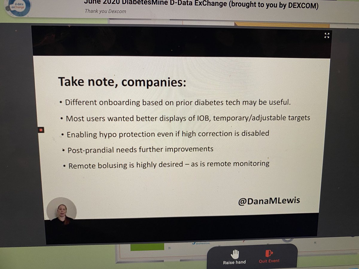 T1Bionic's tweet image. Take home messages for makers of current commercial APS systems. Users say they have to do more manual interventions to keep BGs in range than they do with #DIYAPS systems. So I guess they are less like a pancreas than DIYAPS systems 🤔🙏 @danamlewis⁩ #DData2020