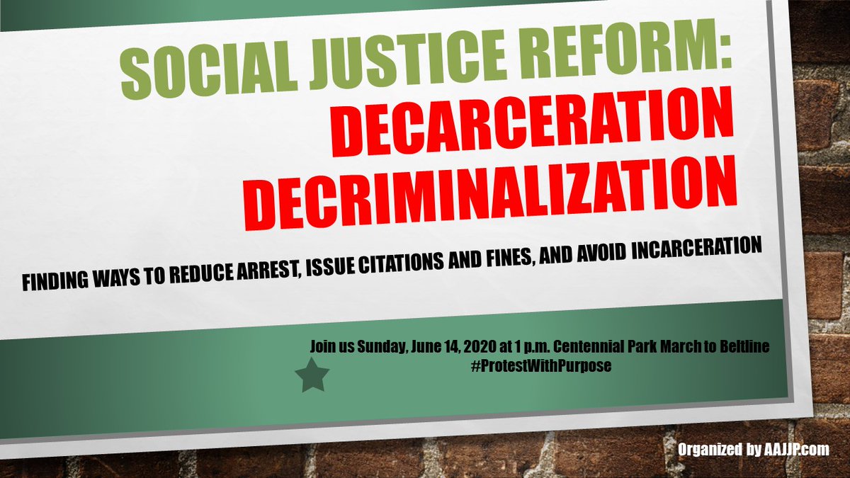 JeffersonandCo's tweet image. 1 of the biggest challenges facing the black community is the criminalization of the black man &amp;amp; woman. Sun, June 14th  at 1pm at Centennial Park #AtlantaProtests #ProtestWithPurpose for Decarceration &amp;amp; Decriminalization Locked Up Locked Out No Vote, Voice or Jury Duty No HEMS