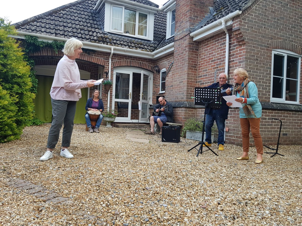 SaraNRadio's tweet photo. My Saturday Social Show on @WinchRadio this week features a special song to thank the NHS.  It's the Abba hit "Thank you for the music" with new words by John Sutton: "Thank you NHS."  He and his wife, Jenny, perform the song with their neighbours.  Tune in to 94.7 FM. https://t.co/mZvUOLo7Jd