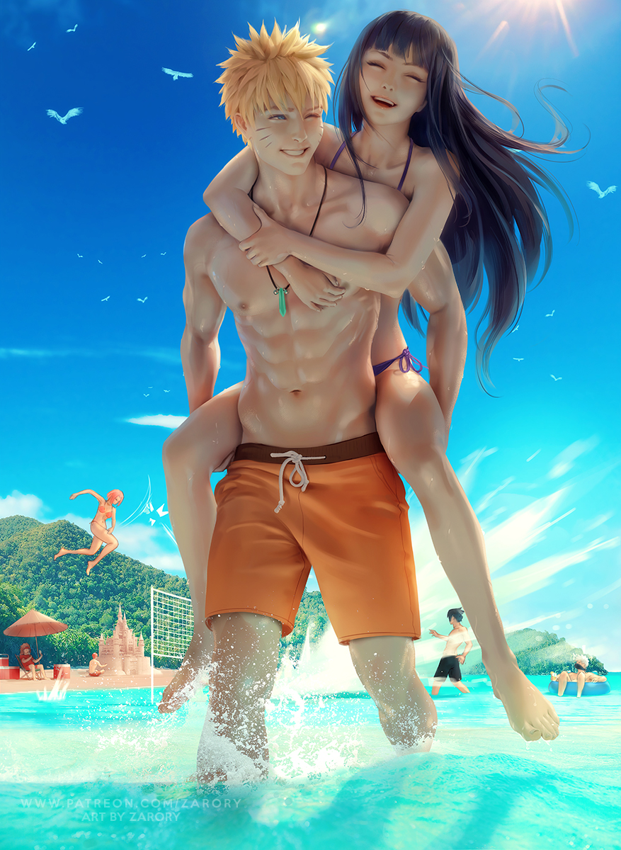 Zarory on X: Beach day Naruto and Hinata! 🏖I'll be painting a few fun  summer themed paintings throughout the whole summer, so I hope you guys are  ready for more! ☀️😎 #naruto #