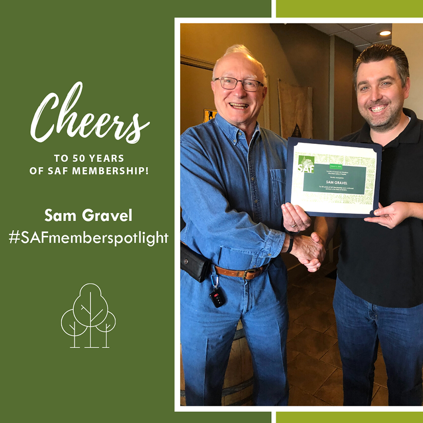 foresters's tweet photo. This week’s #SAFmemberspotlight shines on Sam Gravel. Sam celebrated 50 years of SAF membership with his local @Southeast_SAF Mountain Lakes Chapter at their March meeting. Thank you for being part of the #SAFcommunity, Sam! https://t.co/prBodOGXy4