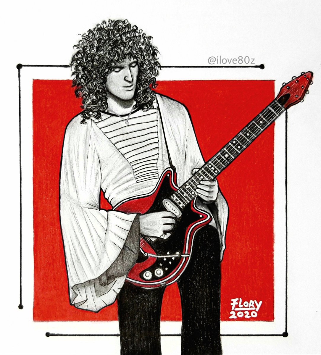 Drawing of @DrBrianMay in one of my favorite #ZandraRhodes costumes 🎸❤

#NewDrawing #BrianMay