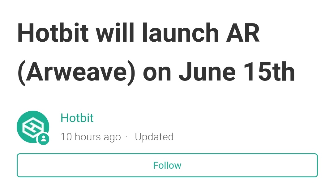  #Arweave another Exchange Listing coming on  @Hotbit_news June 15th