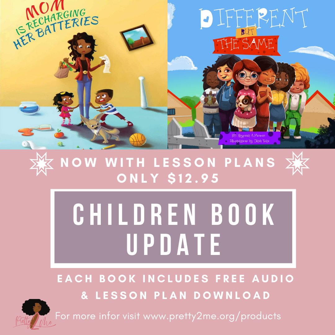 Pretty2Me_LYF's tweet photo. Looking for new ways to engage your kids? Check out the 2 updated books from @keyonnaloveme! Both include FREE lesson plans and audio books! #stories 

Available on Amazon!
Mom Recharging her Battering 💖  https://t.co/jlvOLz6gYv
Different But the Same 💖 https://t.co/qvYfncJ9qB https://t.co/9yjYTEq7fe
