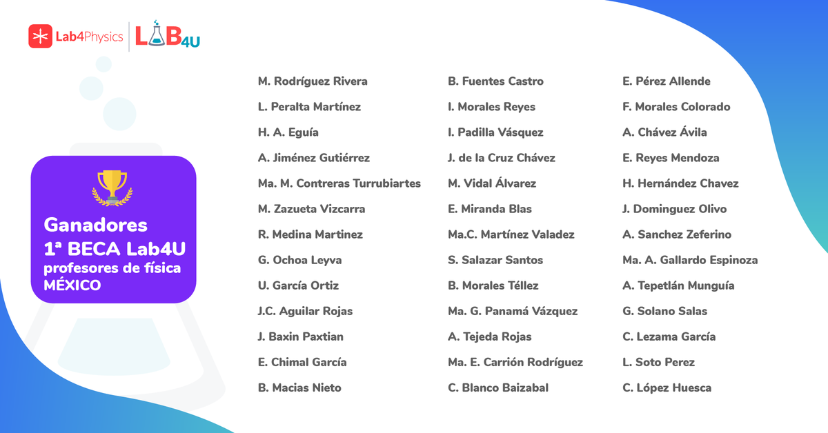 Lab_4U's tweet photo. Con casi 200 profesores/as de física inscritos se llegó a la elección de 39 ganadores de la Beca #Lab4U. 39 salones de escuelas públicas en #Mexico disfrutarán de sus beneficios! Gracias @CemexOficial y EmbajadaUSA
#Lab4physics #stem #Educacion #fisica #educacionremota https://t.co/1BnDqzluOw