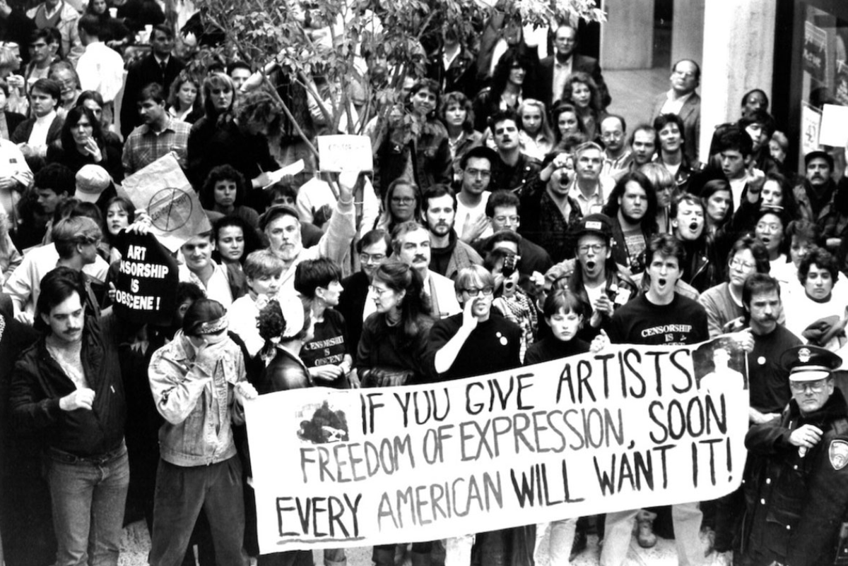 The Cincinnati Museum, to its great credit, refused to take the show down (unlike the Corcoran, that had!), despite the protests. It defended itself in court. Others defended it too. Just look at these protests defending freedom of expression!  https://www.widewalls.ch/magazine/mapplethorpe-obscenity-trial-25-years 22/