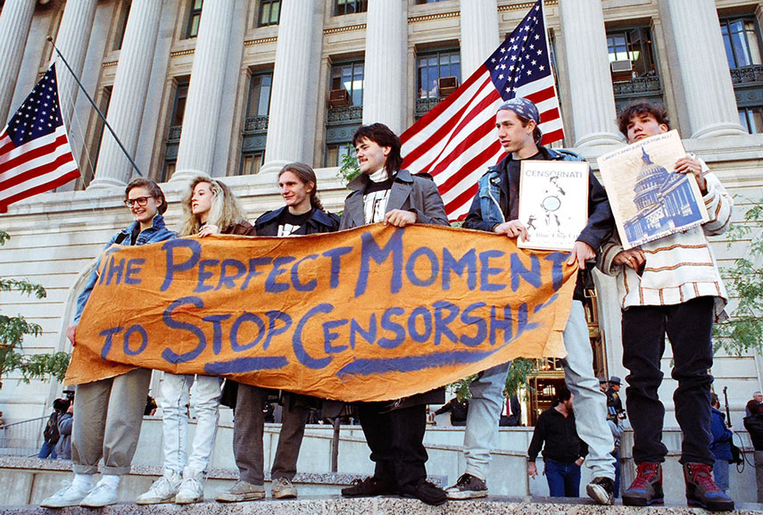 The Cincinnati Museum, to its great credit, refused to take the show down (unlike the Corcoran, that had!), despite the protests. It defended itself in court. Others defended it too. Just look at these protests defending freedom of expression!  https://www.widewalls.ch/magazine/mapplethorpe-obscenity-trial-25-years 22/