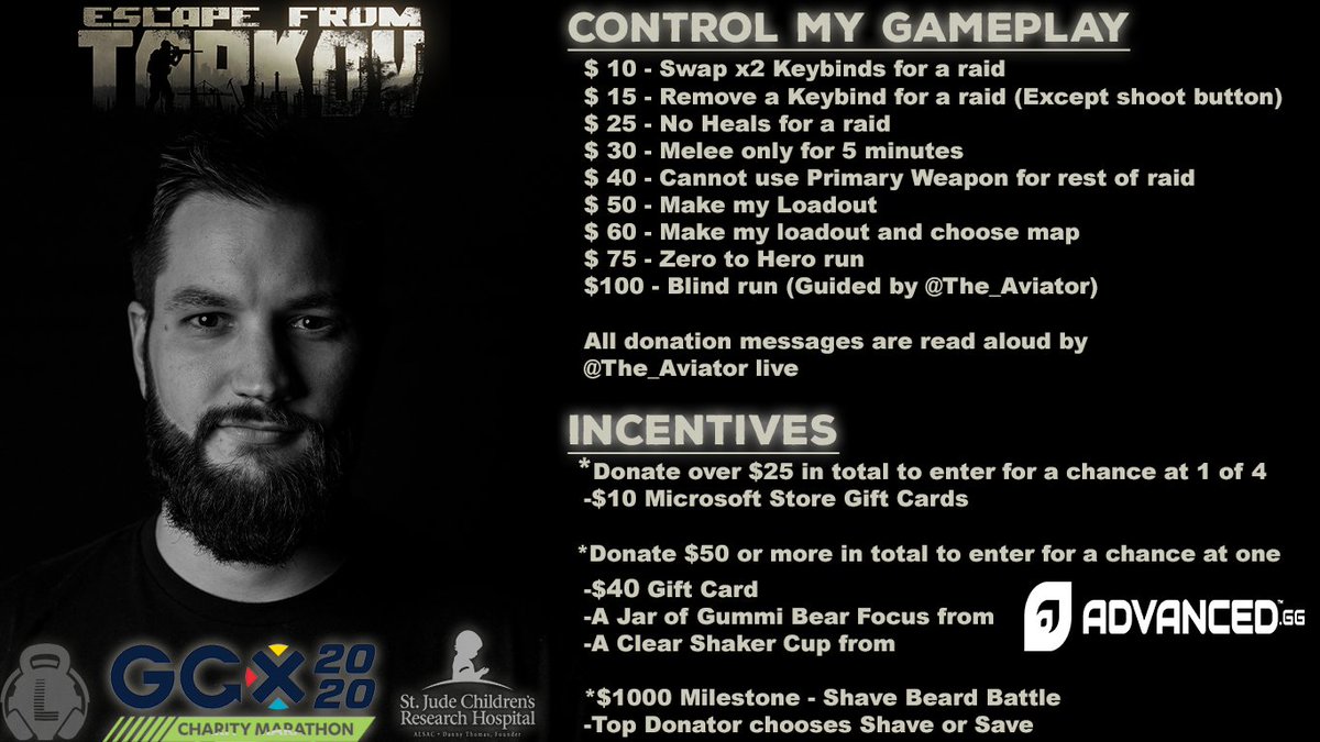 iLangston_TV's tweet photo. Lord, be with me for this one! Here is your ammo for Saturday night's @GCXEvent charity block!
Come join us as I get ruined by the community in #EscapefromTarkov and we raise money for @StJude!
https://t.co/dtgJ8Cilnu https://t.co/tRMumZxvym