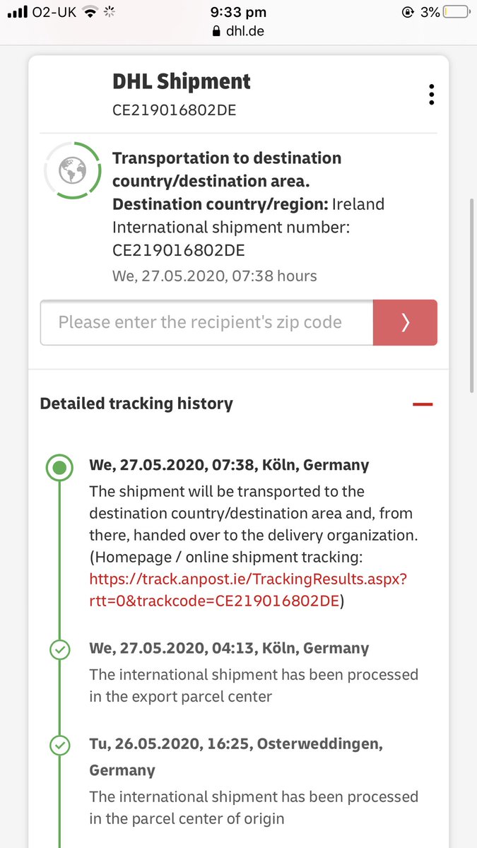 Bethany_Ford's tweet photo. @DHLPaket where is this parcel!? No update since 27th may? https://t.co/fIxHsIJFxp