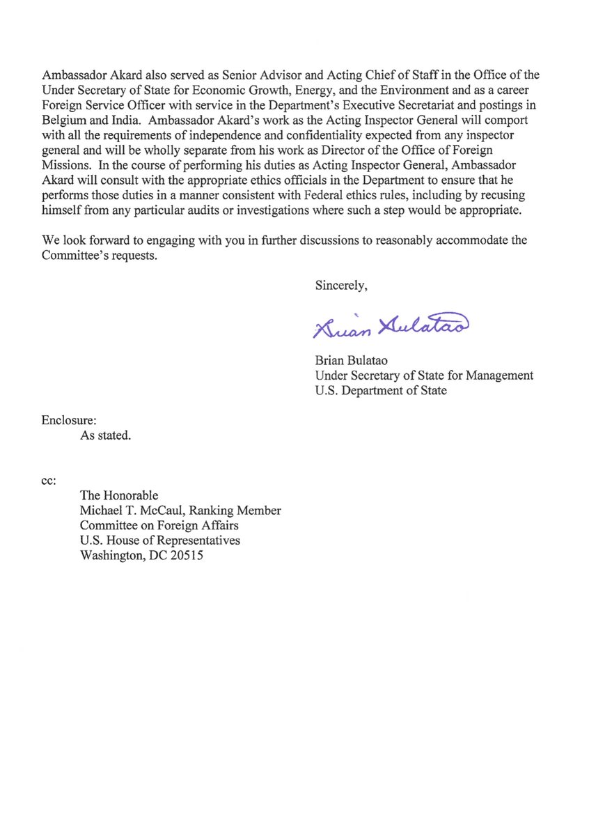 1,000% that Butatao LIED to Congress and he LIED in writing.Here read his June 1st letter and then reread the excerpts of Linick’s depo.Then reread Butatao’s June 1st letter, red lined & highlighted those are the lies  https://foreignaffairs.house.gov/_cache/files/5/1/5151a006-1d9f-41bd-901f-046f96fc0953/1677E13FA16E162BD8AB4DBE95A26E36.3.-bbresponse-engel-060120.pdf https://twitter.com/File411/status/1270743033106116608?s=20