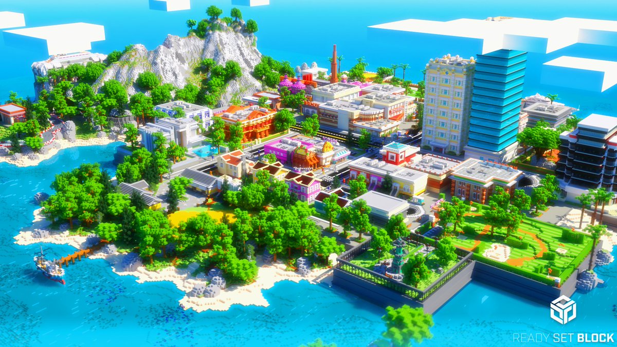 ReadySetBlock's tweet image. Welcome to Freedom City! Explore this luxurious island resort by yourself or with friends and view all it has to offer in our upcoming Mash-up Pack, "Luxuries of Freedom City", coming to the @MinecraftMarket very soon.

#Minecraft #MinecraftMarketplace