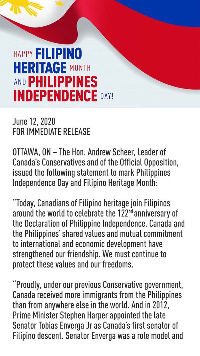 Andrew Scheer Today Is Philippines Independence Day And June Is Also Filipino Heritage Month We Recognize The Many Contributions Of Pinoy Communities Across The Country On Behalf Of Canada S Conservatives Andrew Scheer Today Is Philippines Independence Day And June Is Also Filipino Heritage Month We Recognize The Many Contributions Of Pinoy Communities Across The Country On Behalf Of Canada S Conservatives