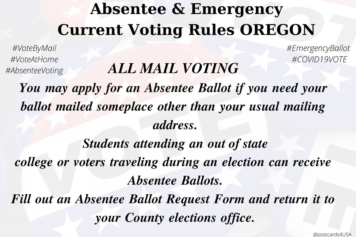 OREGON  #OR is all  #VoteByMail The ballot return envelope can be stamped and mailed or dropped off at any official drop box ​across the state.Drop boxes:  https://sos.oregon.gov/voting/Pages/drop-box-locator.aspx #DemCastORTHREAD #PostcardsforAmerica