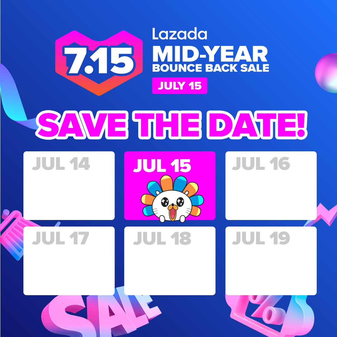 LazadaPH's tweet photo. Save the date for our BIGGEST BOUNCE BACK SALE, happening on JULY 15! 😱 Follow this page for more updates. #LazBounceBack #LazadaPH https://t.co/fr1xaEWGP9