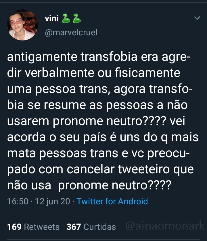 Ai Nao Cara On Twitter Passou Pano Para Transfobia Usando Transfobia Para Desqualificar Transfobia Como Se Nao Fosse Transfobia