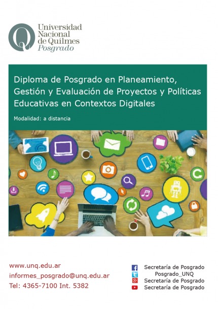 🔊*¡Abierta la inscripción al Diploma de Posgrado en Planeamiento, Gestión y Evaluación de Proyectos y Políticas Educativas en Contextos Digitales!* 💻 ¡Los/as esperamos! Más información e inscripción👉🏽📝: cutt.ly/fyYck6f