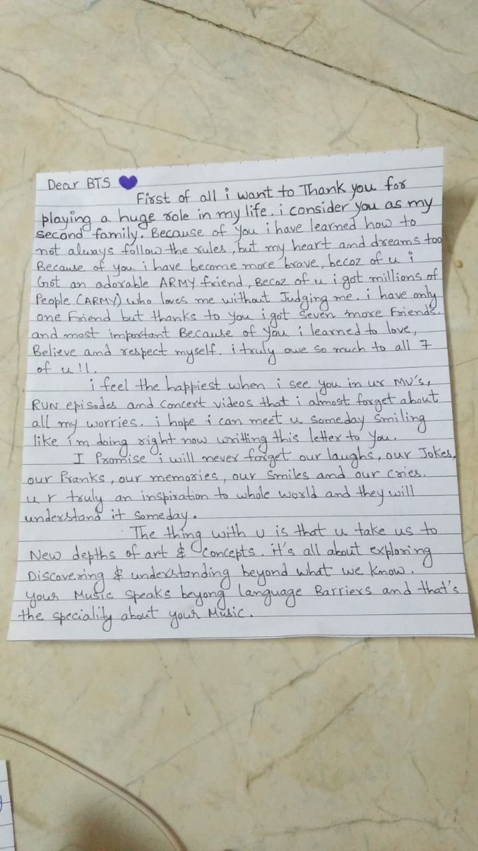 Rupalis68245863's tweet photo. Here is a letter for @BTS_twt i wrote with all my heart.. I hope this will make u smile😄
#7YearsWithBTS
#PurpleTwitter https://t.co/1Zlaz5FSBm