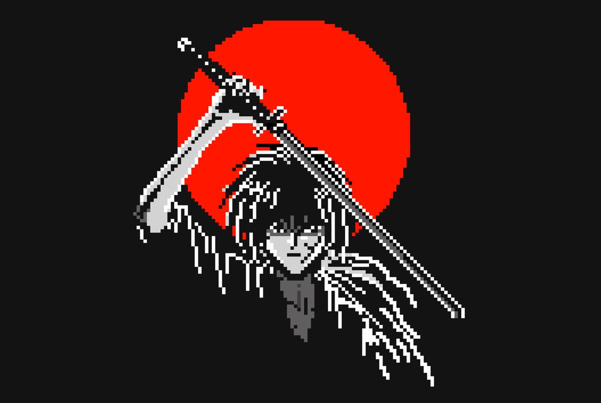 Samurai X pixel art of a t-shirt I saw somewhere [2019] #pixelart