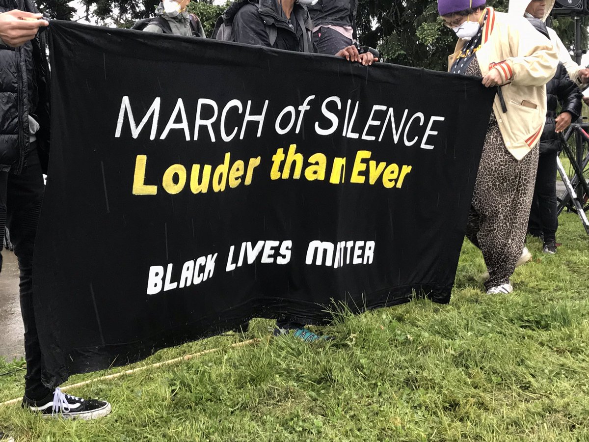 MikeBotsford's tweet photo. March of Silence “Loud Than Ever” Protesters marched to Jefferson Park #BLMSEATTLE @KING5Seattle https://t.co/2xM8l6NAPK
