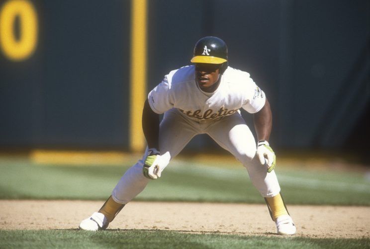 Stolen bases were popular in the 70s/80s, and the king of the SB was Rickey Henderson.His 1406 career steals remains one of baseball's most unbreakable records.You'd have to average 57 SB per year and play 25 years to break it. Last year's leader had 46. #BaseballTerms101