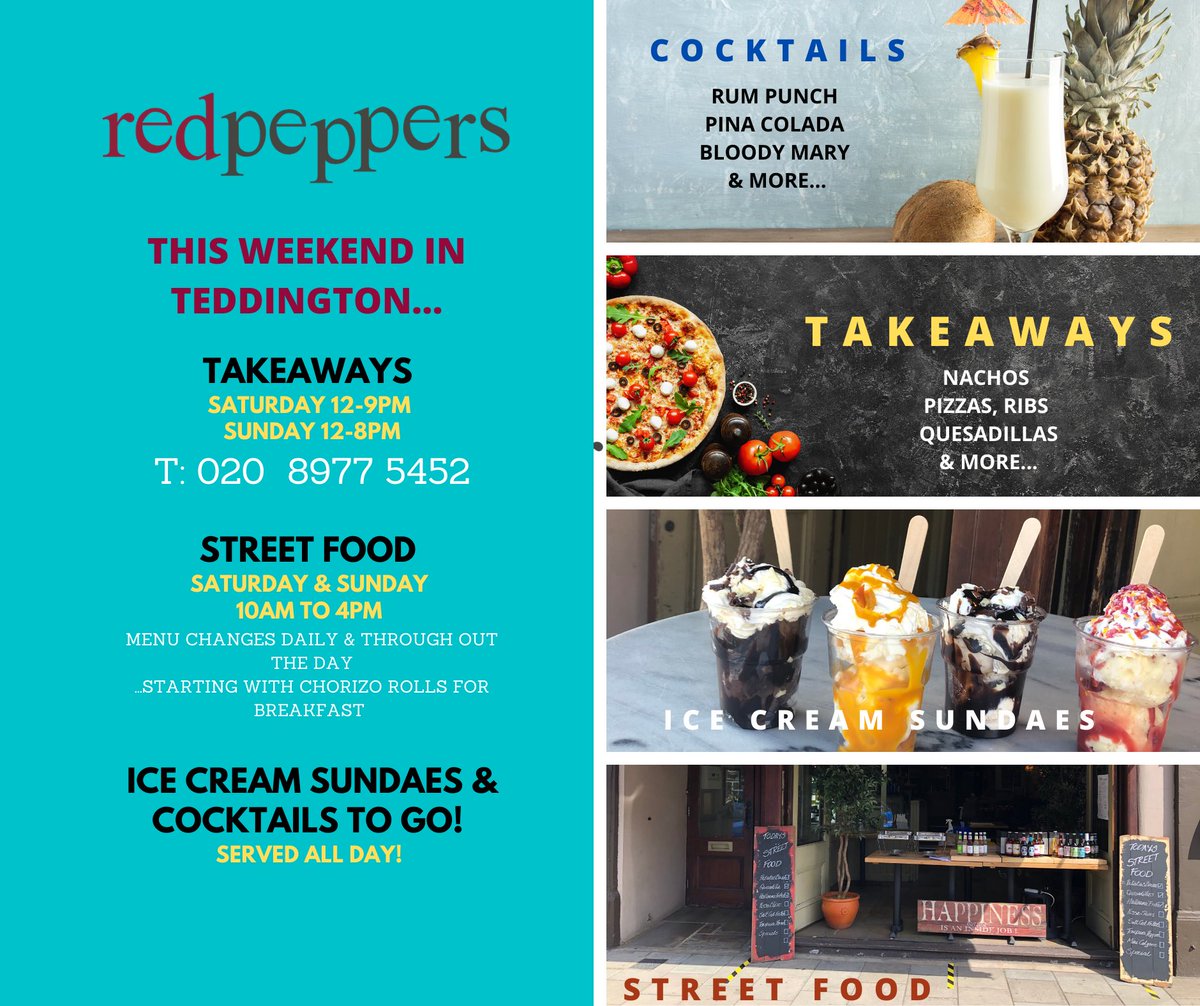 Lots happening in Teddington this Saturday and Sunday! #Teddington #Takeaway #streetfood #cocktails #sundaes